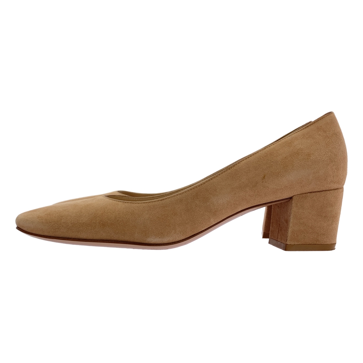 Gianvito Rossi / ジャンヴィトロッシ スエード レザー スクエアトゥ チャンキーヒール パンプス