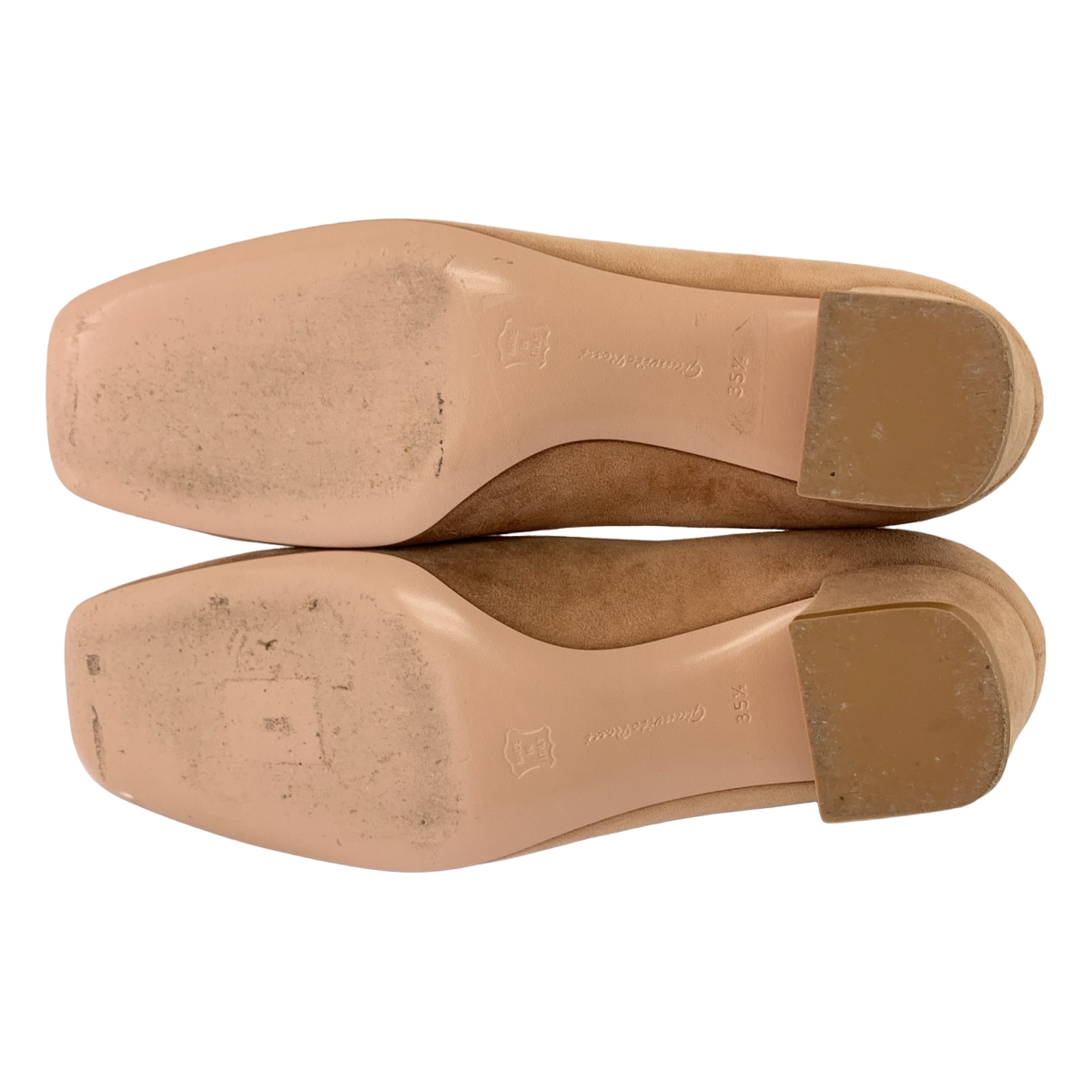 Gianvito Rossi / ジャンヴィトロッシ スエード レザー スクエアトゥ チャンキーヒール パンプス