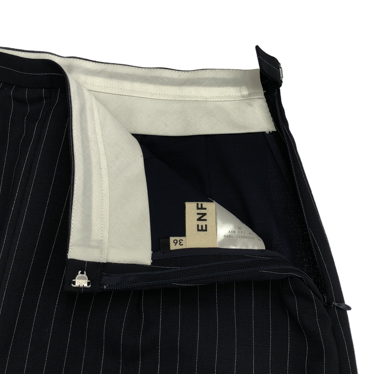 ENFOLD / エンフォルド ストライプ ダブルクロス コクーンパンツ