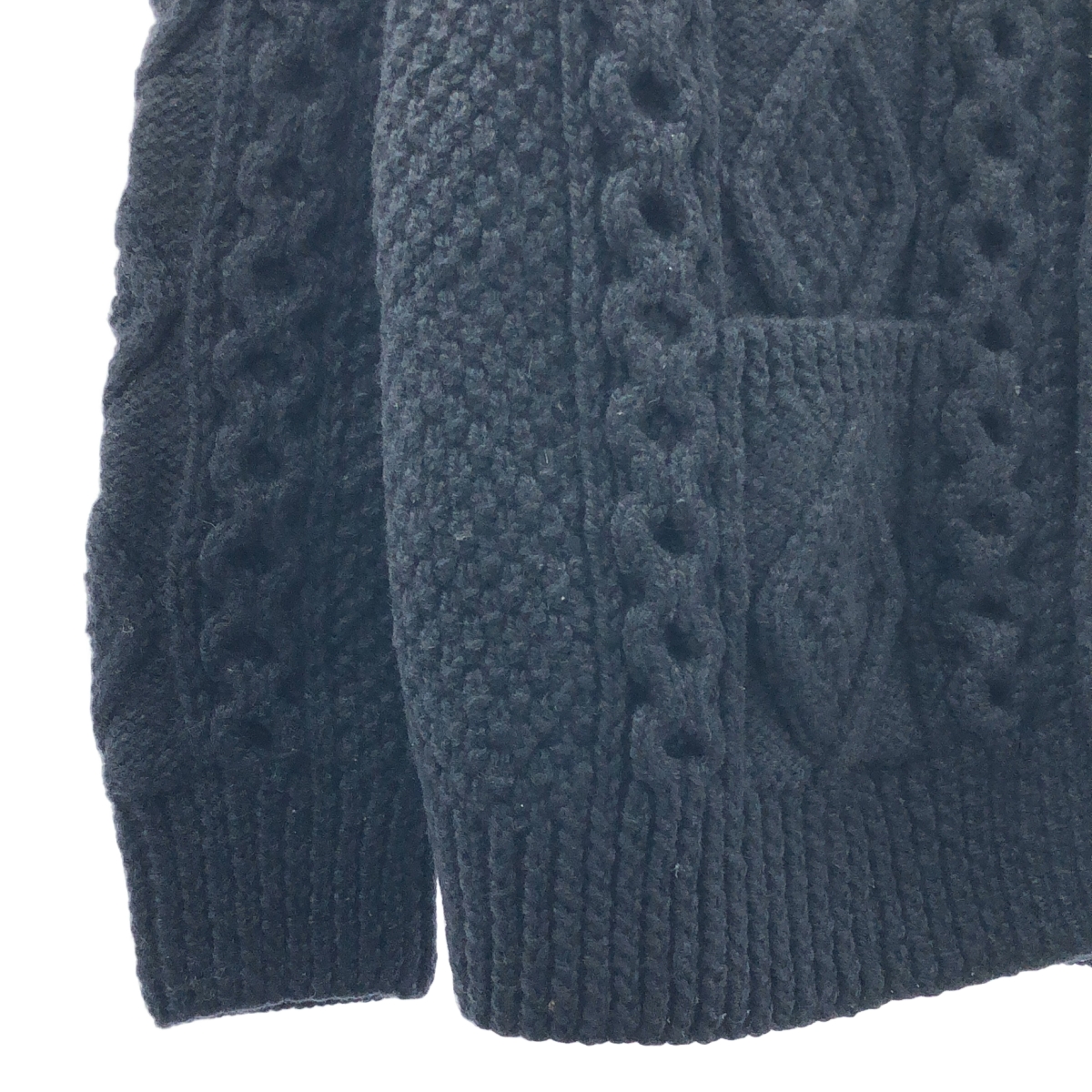 Athena Designs / アテナデザイン クルーネック アランニット ウール カーディガン