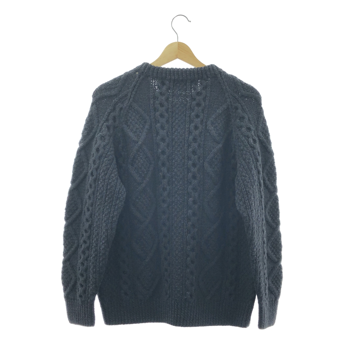 Athena Designs / アテナデザイン クルーネック アランニット ウール カーディガン