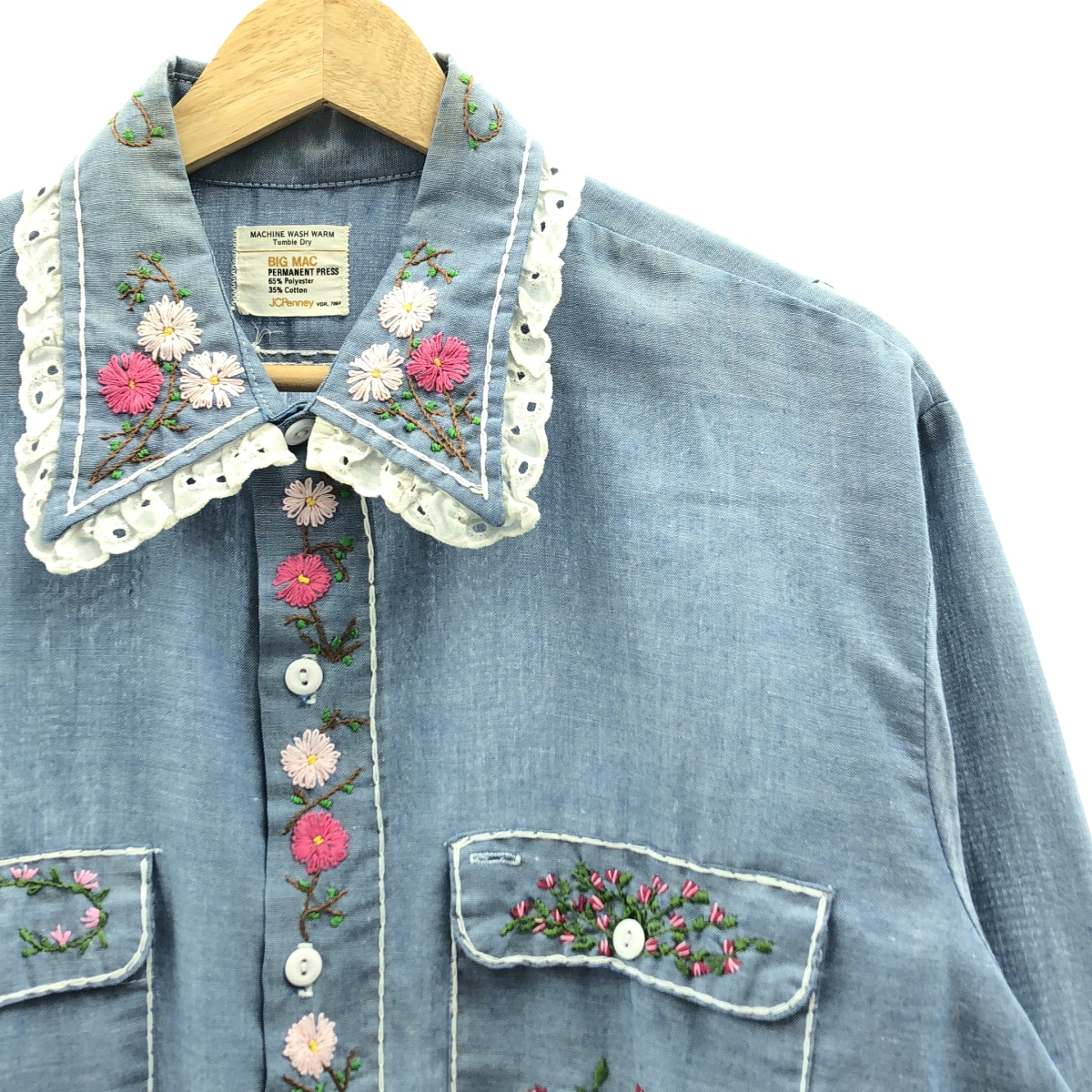 VINTAGE / ヴィンテージ古着 J.C.Penney BIG MAC / ジェイシーペニー ビッグマック エンブロイダリー シャンブレー シャツ