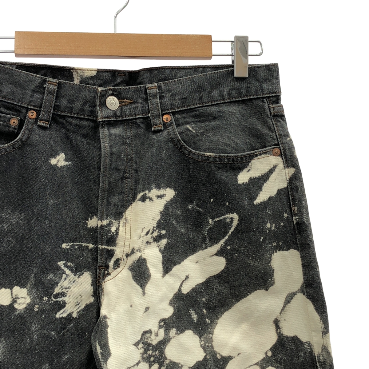 LE / エルイー ESSENTIAL BLACK DENIM KK ブリーチ加工 デニムパンツ