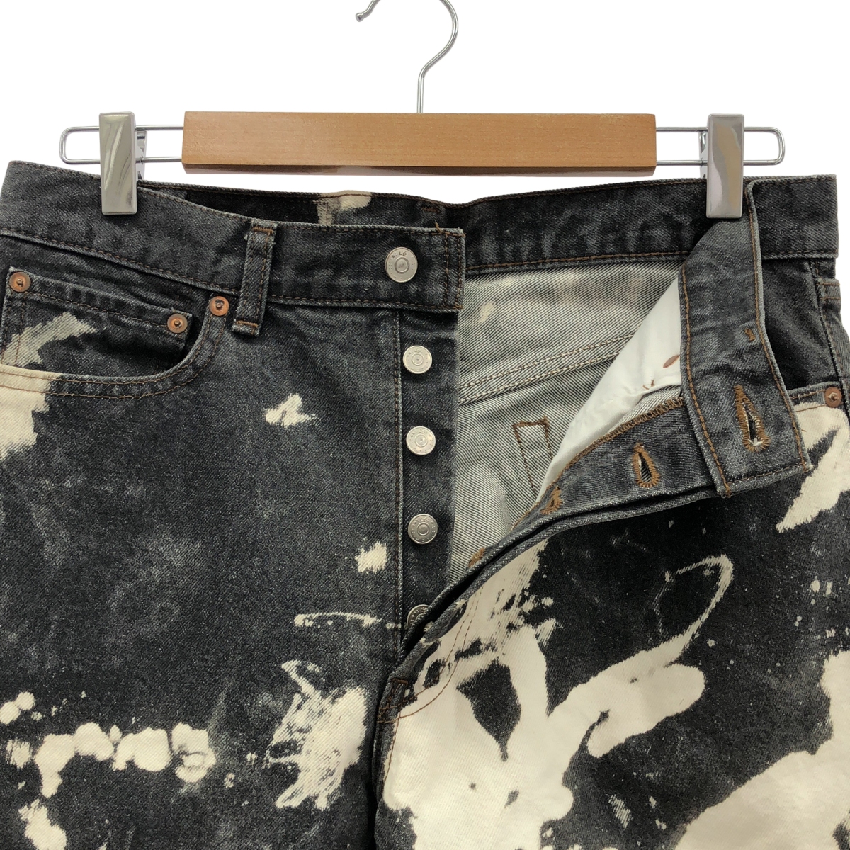 LE / エルイー ESSENTIAL BLACK DENIM KK ブリーチ加工 デニムパンツ