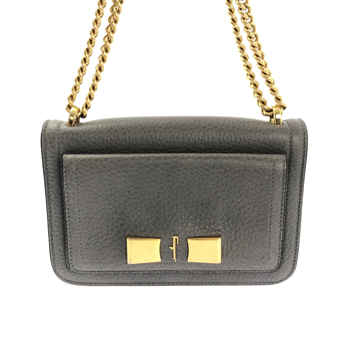 Salvatore Ferragamo / サルヴァトーレフェラガモ ヴァラ レザー チェーン ショルダーバッグ