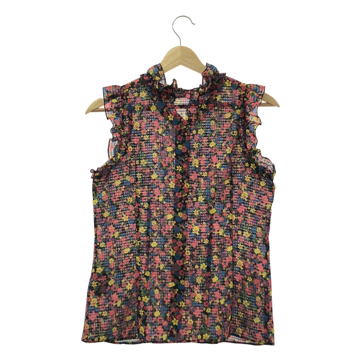 HYSTERIC GLAMOUR / ヒステリックグラマー FLOWER BEAR 総柄 ノースリーブ フリル ブラウス