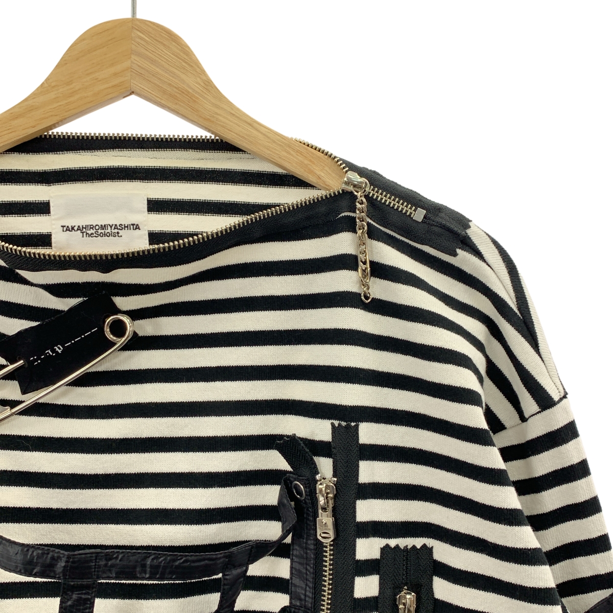 TAKAHIROMIYASHITA The Soloist / タカヒロミヤシタザソロイスト Striped Boat Neck Shirt ボーダー ジップ ボートネック Tシャツ