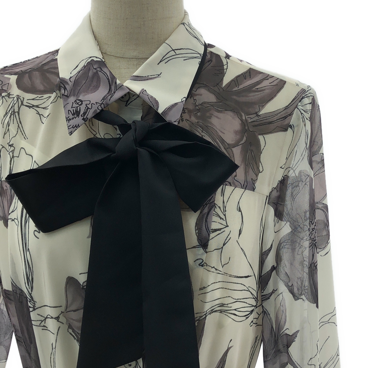 Diagram GRACE CONTINENTAL / ダイアグラム 総柄 フラワー ベルテッド シアー シャツ ワンピース / インナー付き