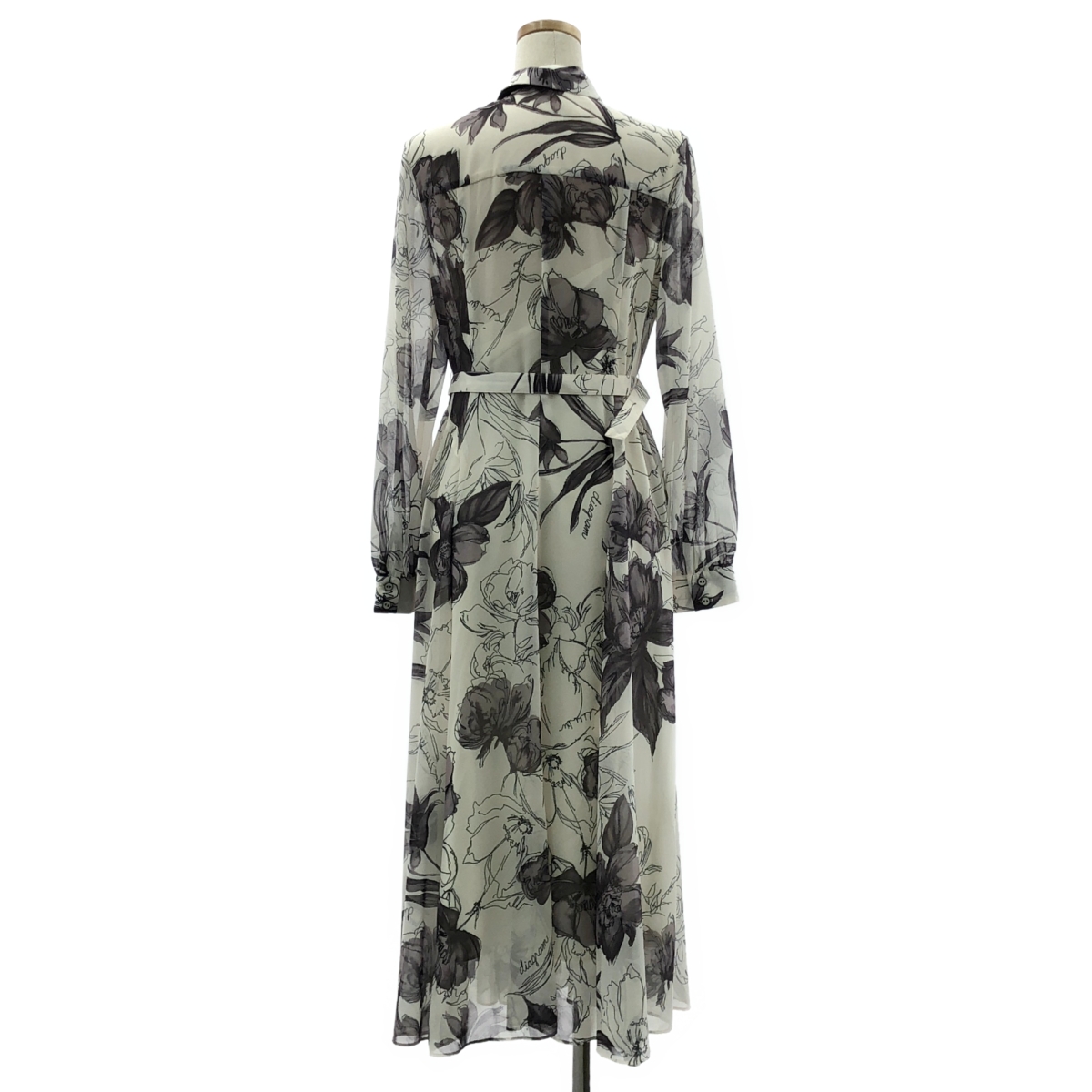 Diagram GRACE CONTINENTAL / ダイアグラム 総柄 フラワー ベルテッド シアー シャツ ワンピース / インナー付き