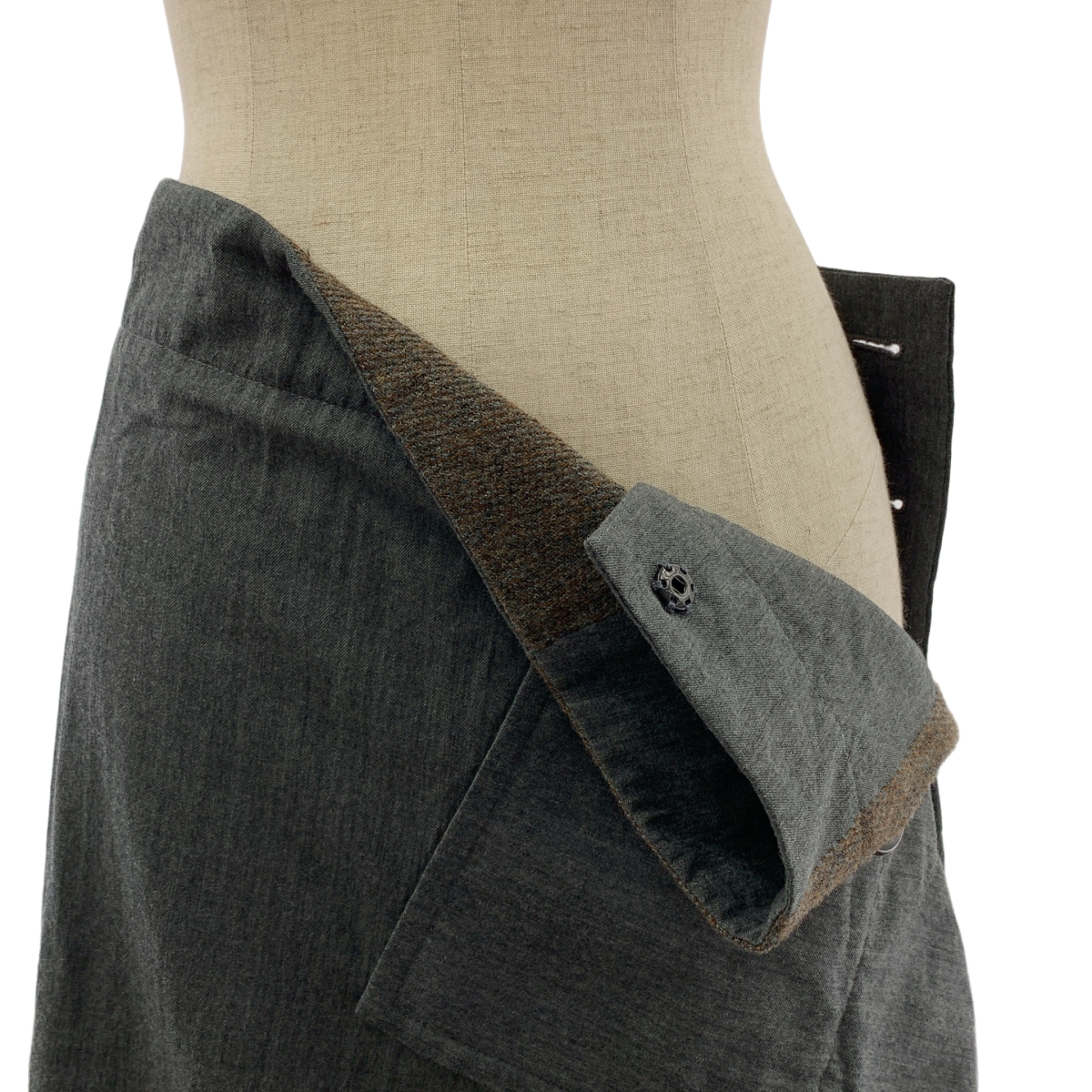 Y's / ワイズヨウジヤマモト ウール タック アシンメトリー ロングスカート