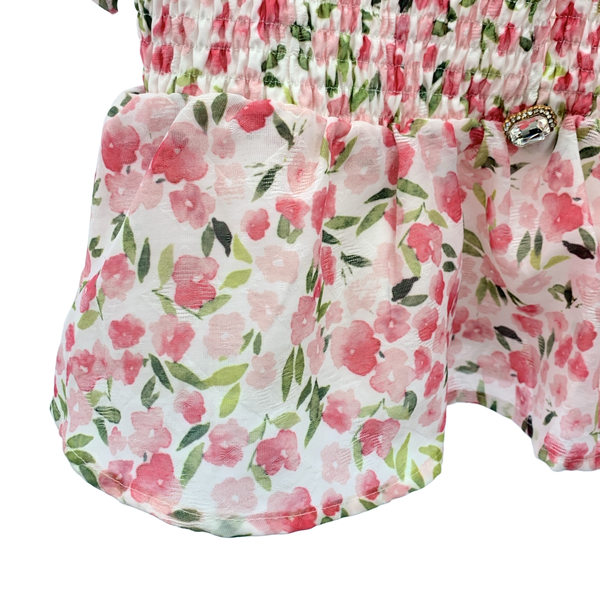 その他 Wild Hearts Cropped Top / 総柄 ビジュー 装飾 ギャザー ノースリーブ ブラウス / 裏地付き