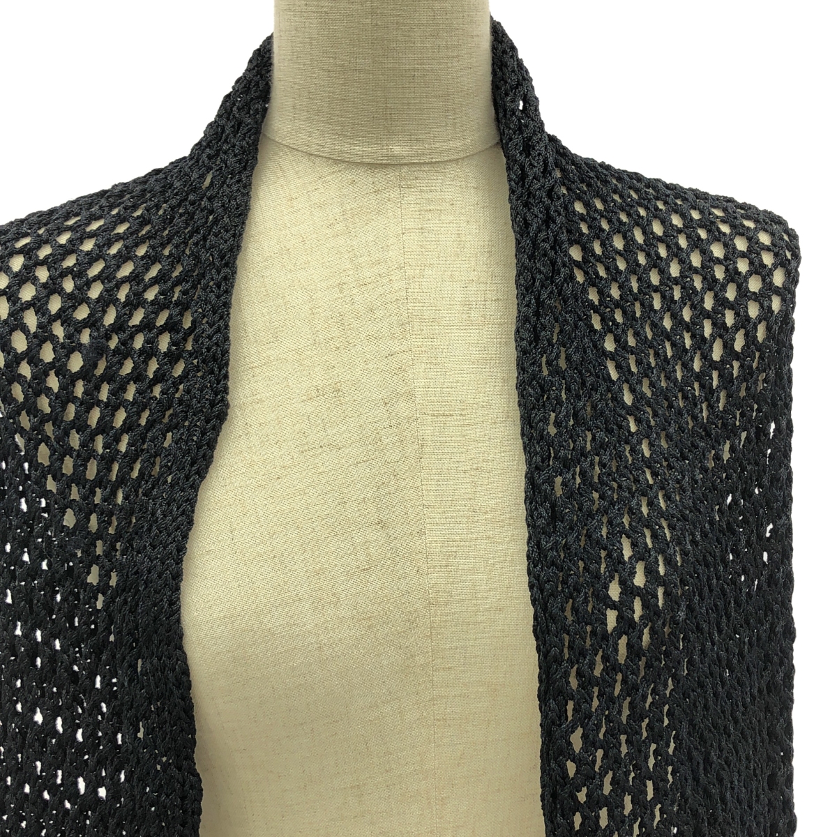 YOHJI YAMAMOTO +NOIR / ヨウジヤマモトプリュスノアール レーヨン 変形 かぎ編み ニット カーディガン