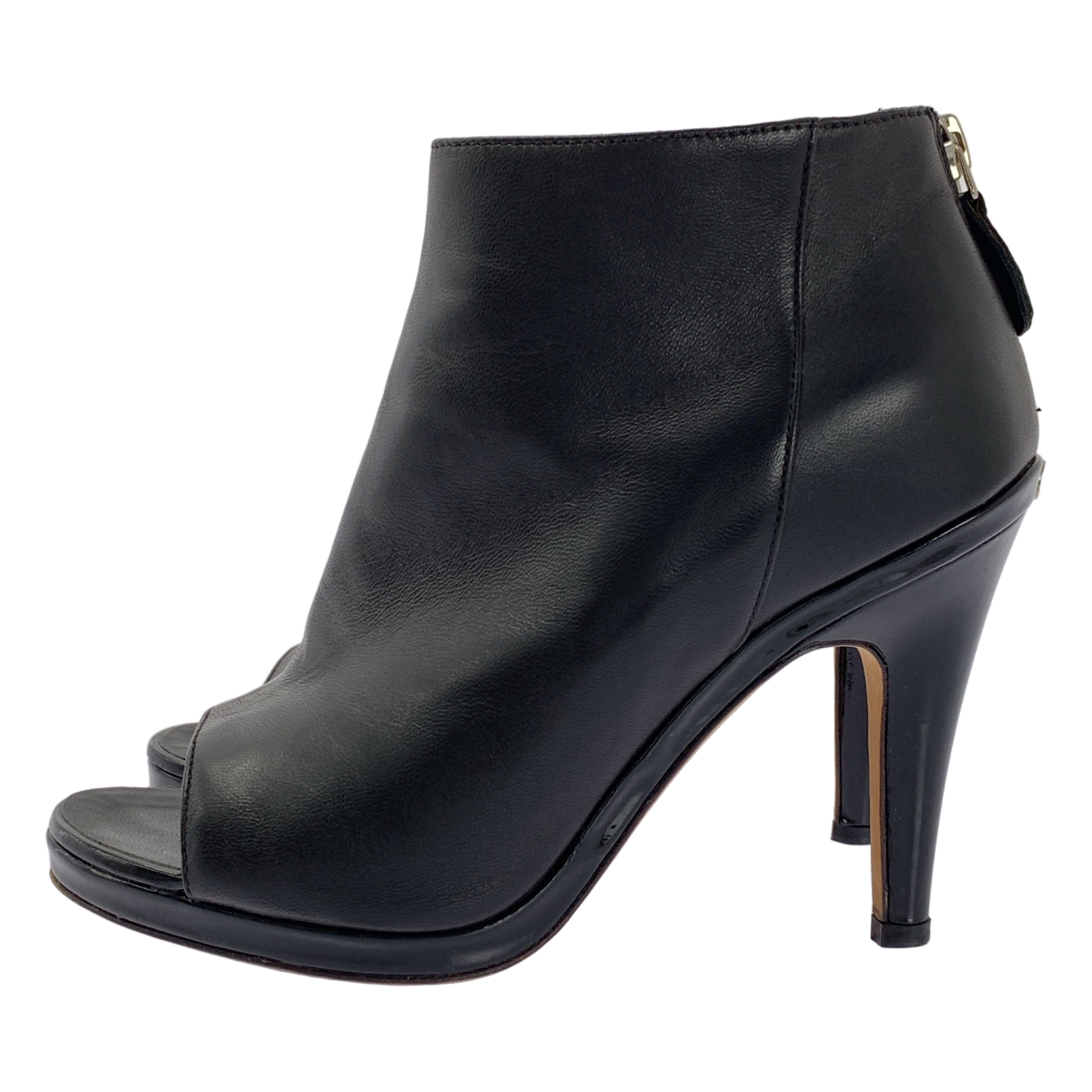 CHANEL / シャネル ココマーク オープントゥ レザー ショートブーツ