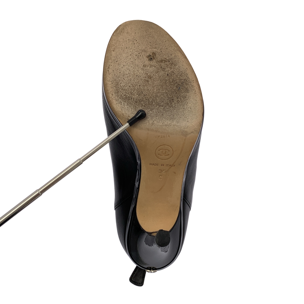 CHANEL / シャネル ココマーク オープントゥ レザー ショートブーツ