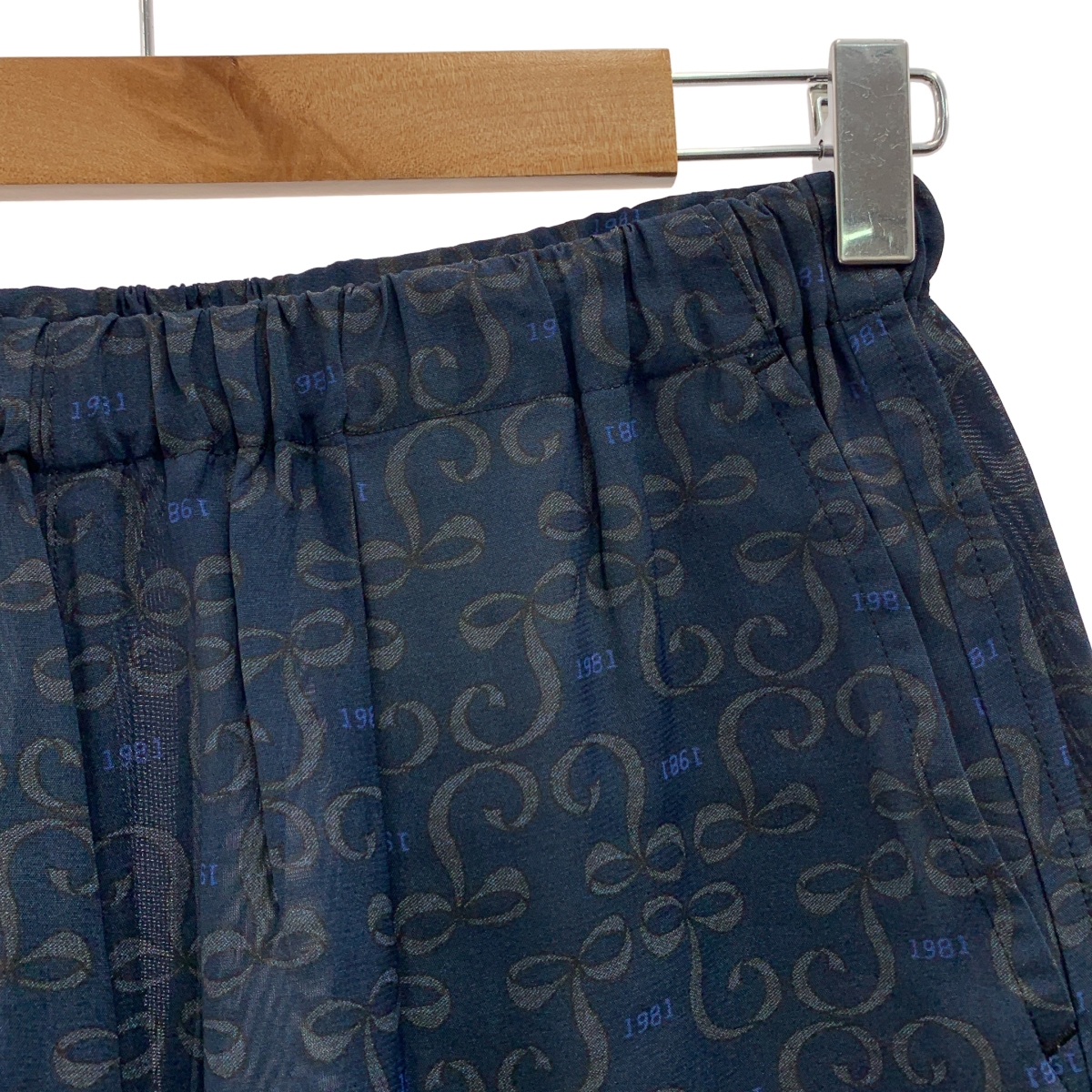 tricot COMME des GARCONS / トリココムデギャルソン レーヨン 総柄 ドローストリング ウエストゴム イージー パンツ