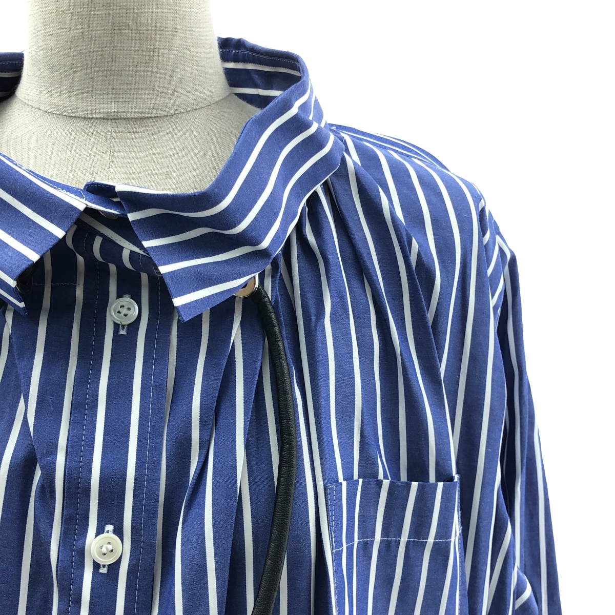 sacai / サカイ ストライプ ギャザーシャツワンピース