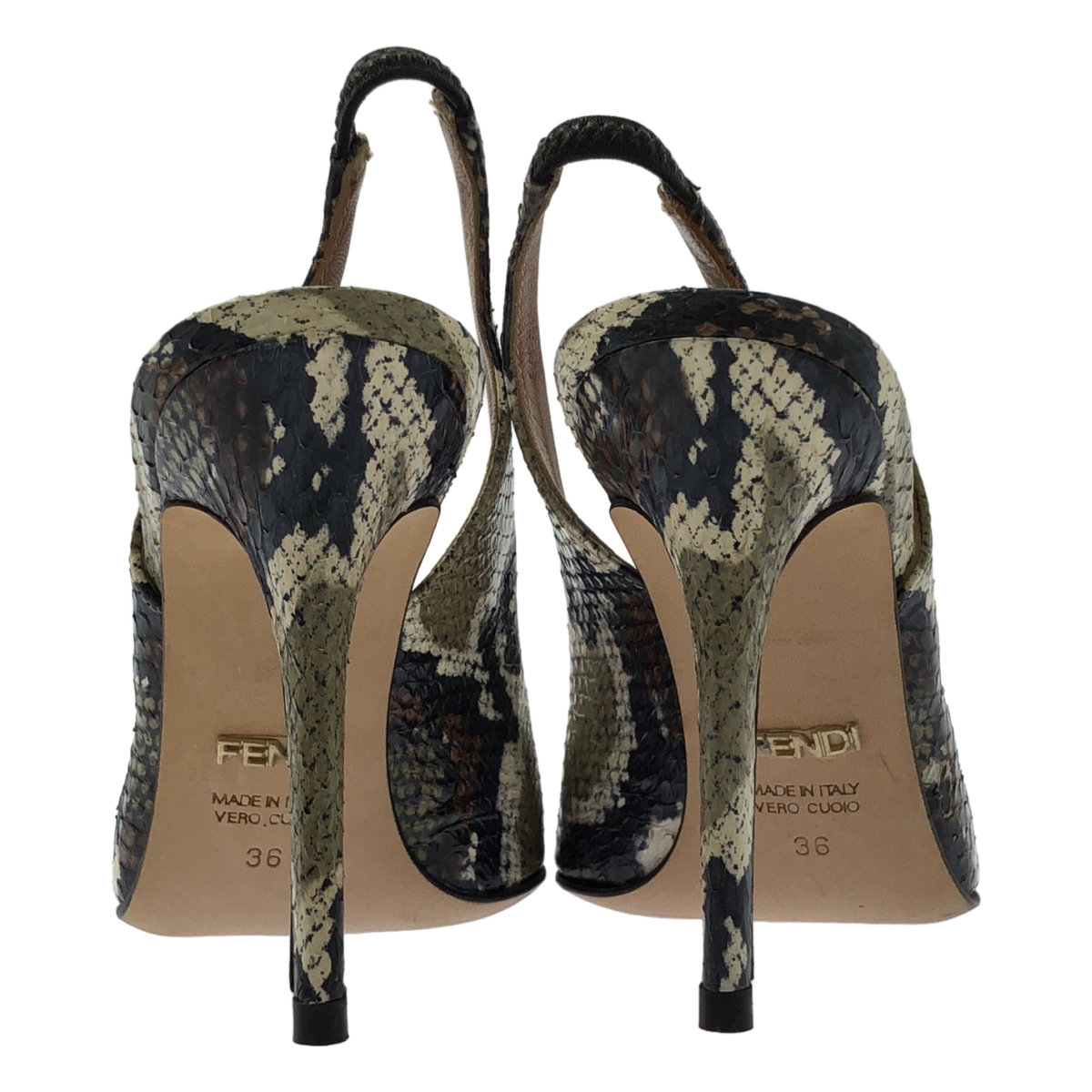 FENDI / フェンディ レザー パイソン ヒール パンプス