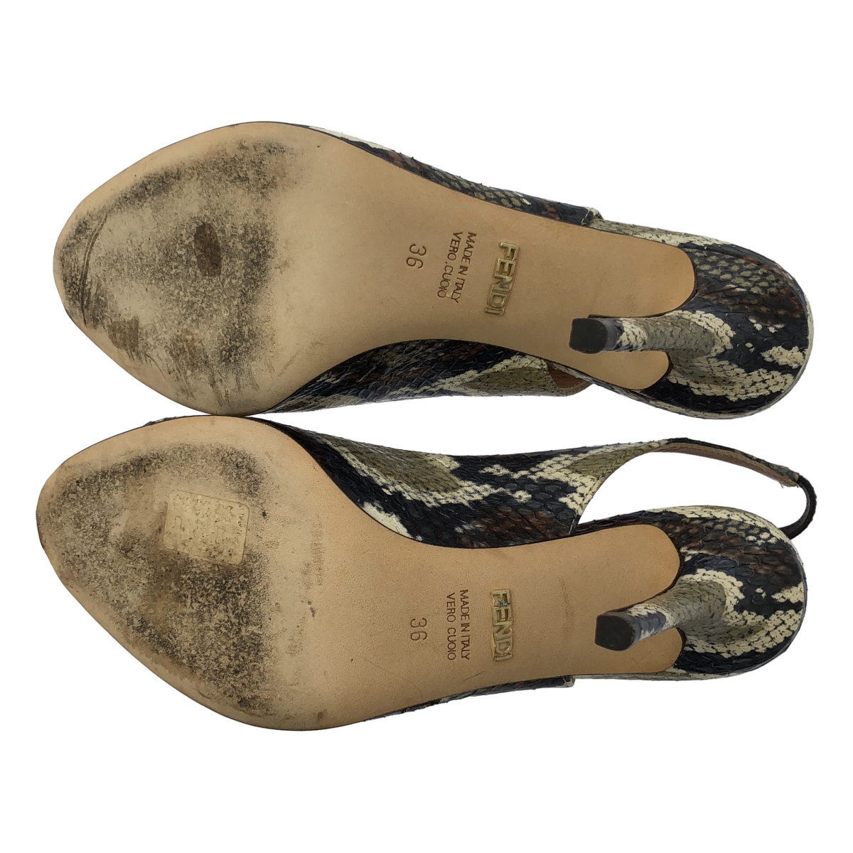 FENDI / フェンディ レザー パイソン ヒール パンプス