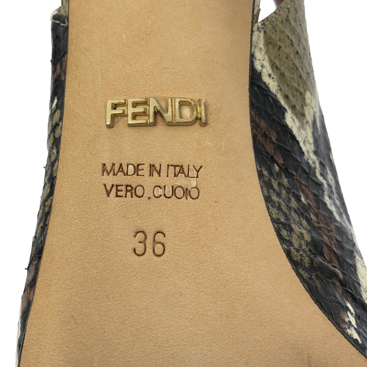 FENDI / フェンディ レザー パイソン ヒール パンプス