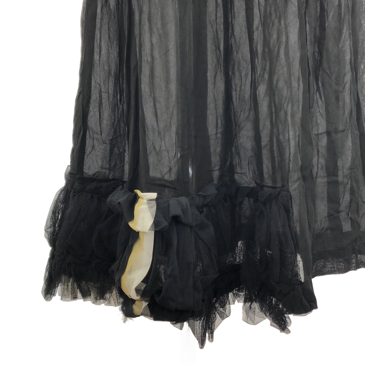 robe de chambre COMME des GARCONS / ローブドシャンブルコムデギャルソン 製品染め レース装飾 ドローストリング シアー スカート