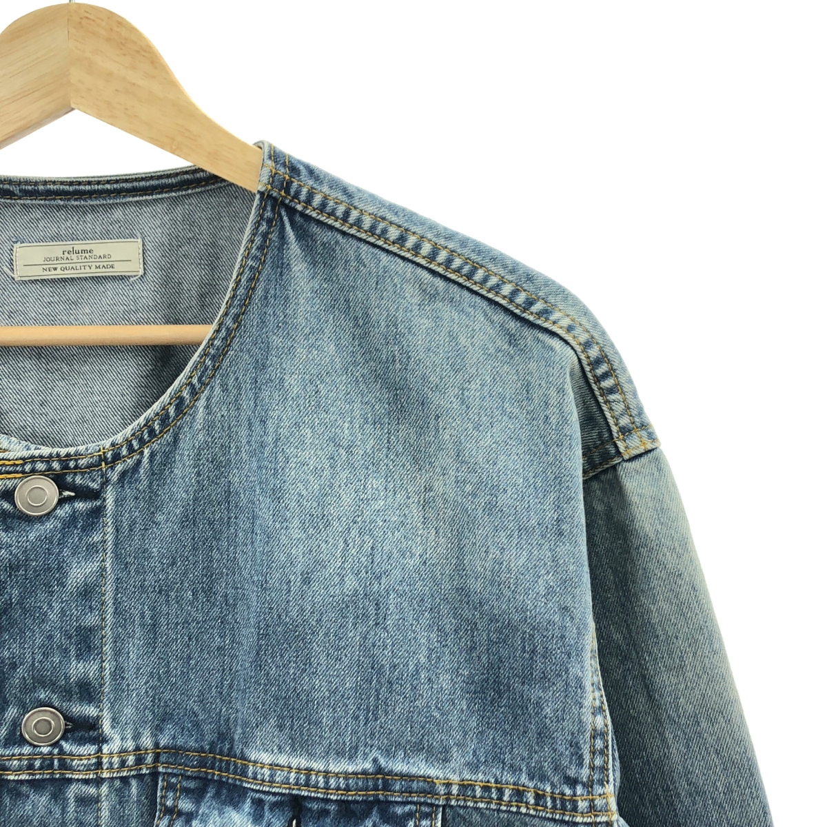 その他 ノーカラー デニム トラッカー ジャケット