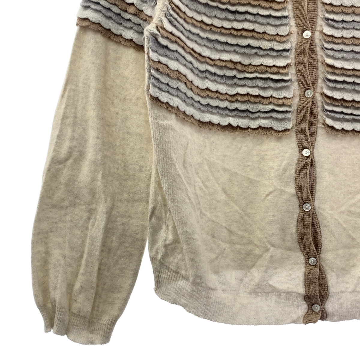 mina perhonen / ミナペルホネン sheep cloud / スカラップ フリル装飾 ニット カーディガン