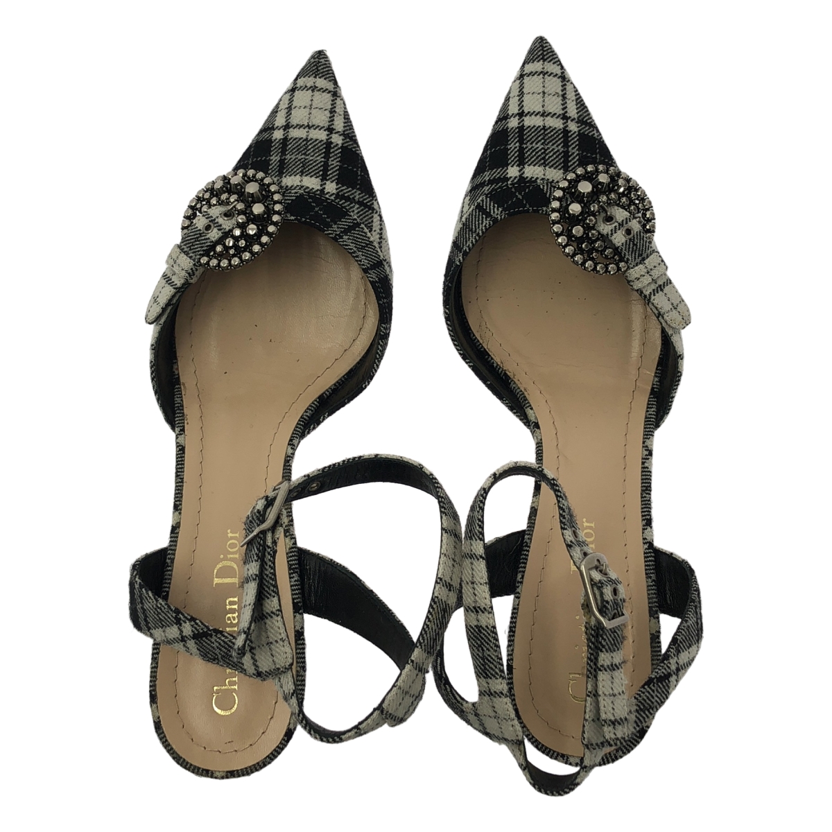 Christian Dior / クリスチャンディオール DIOR GANG / チェック ポインテッドトゥミュール パンプス