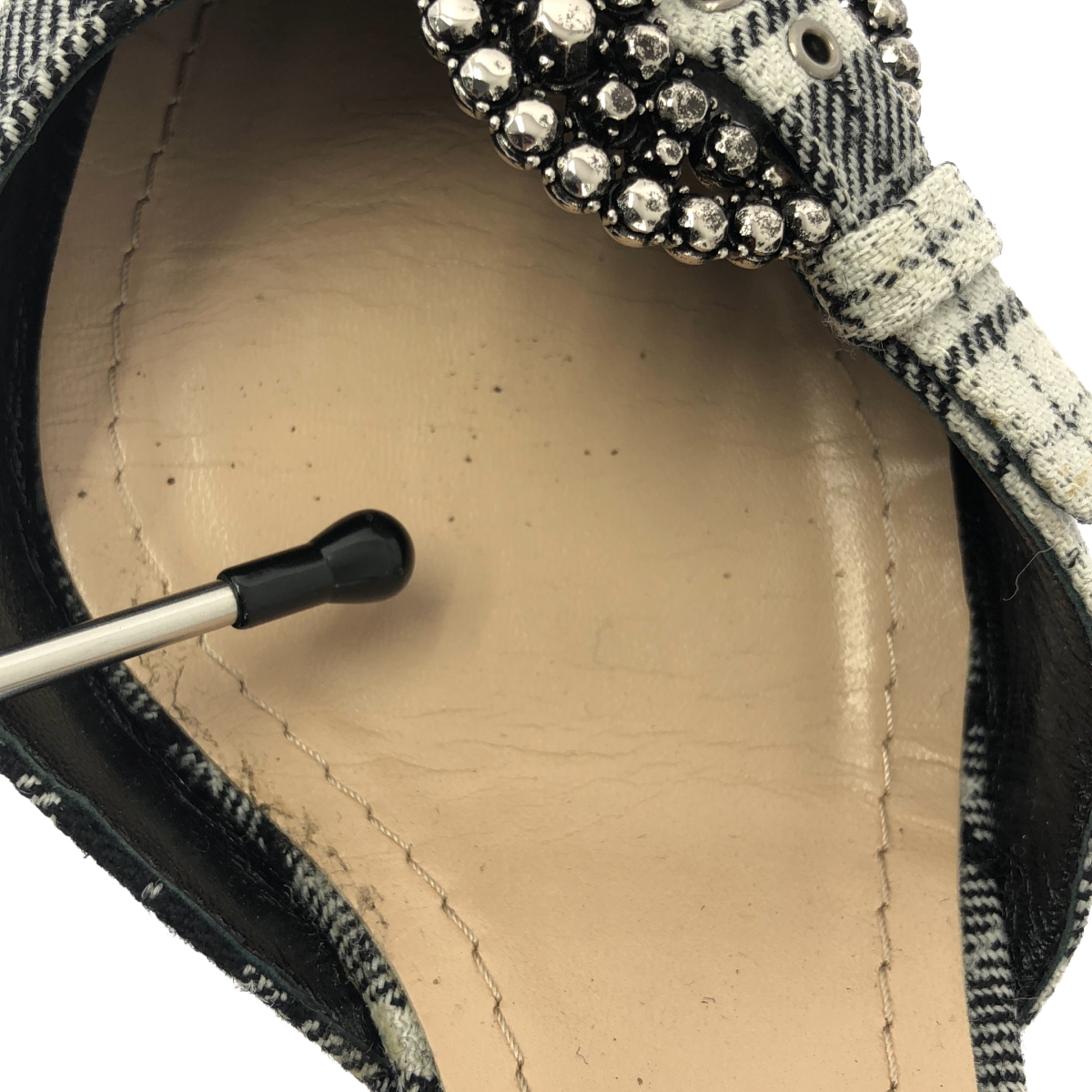 Christian Dior / クリスチャンディオール DIOR GANG / チェック ポインテッドトゥミュール パンプス