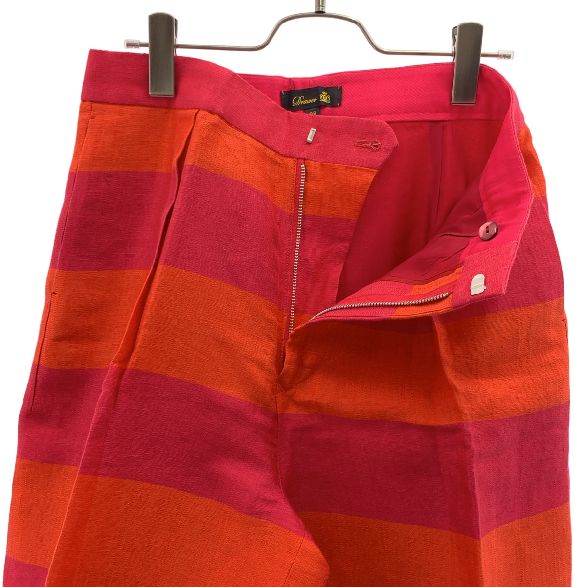 Drawer / ドゥロワー リネン シルク ボーダー ワイドパンツ