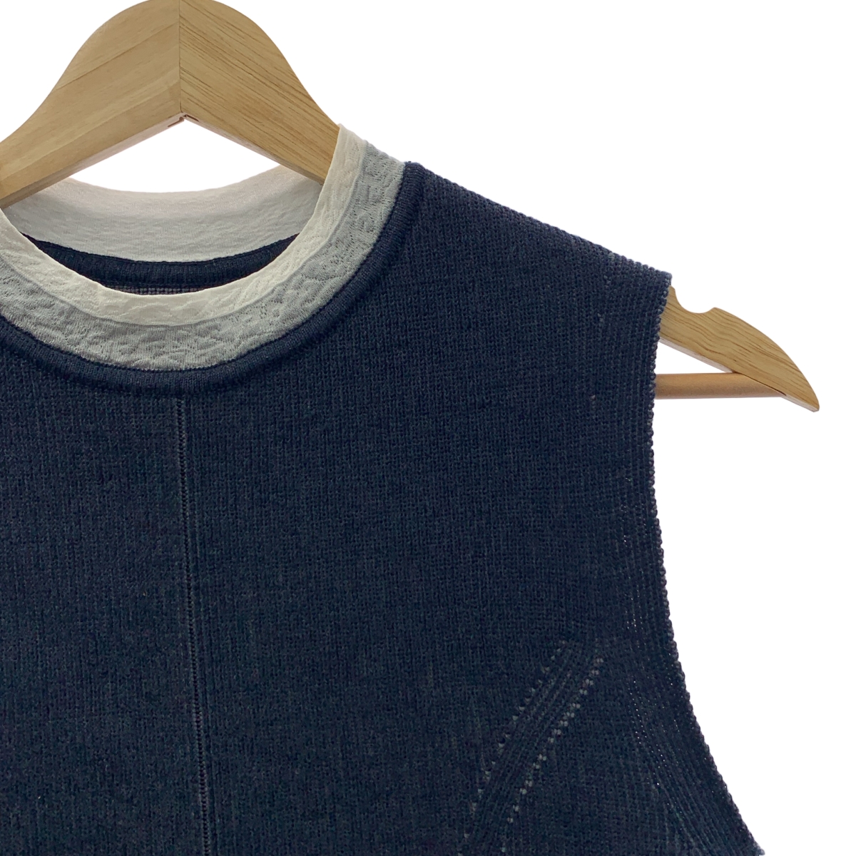 Mame Kurogouchi / マメクロゴウチ Double Face Floral Detail Knitted Short Top ダブルフェイス フローラルディテール ニットベスト