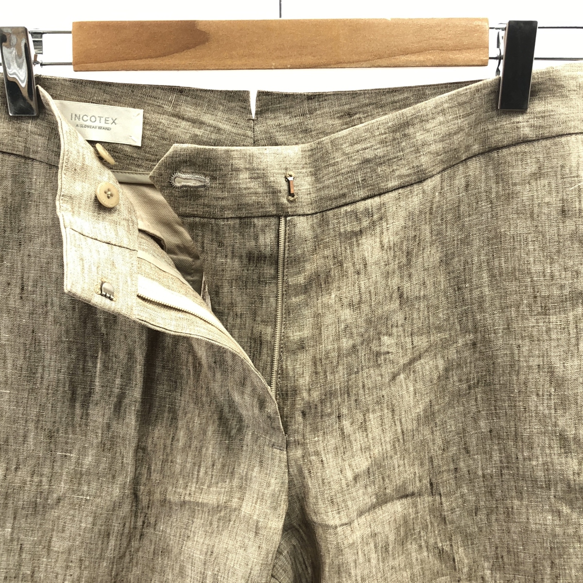 INCOTEX / インコテックス リネン ワイド スラックス パンツ