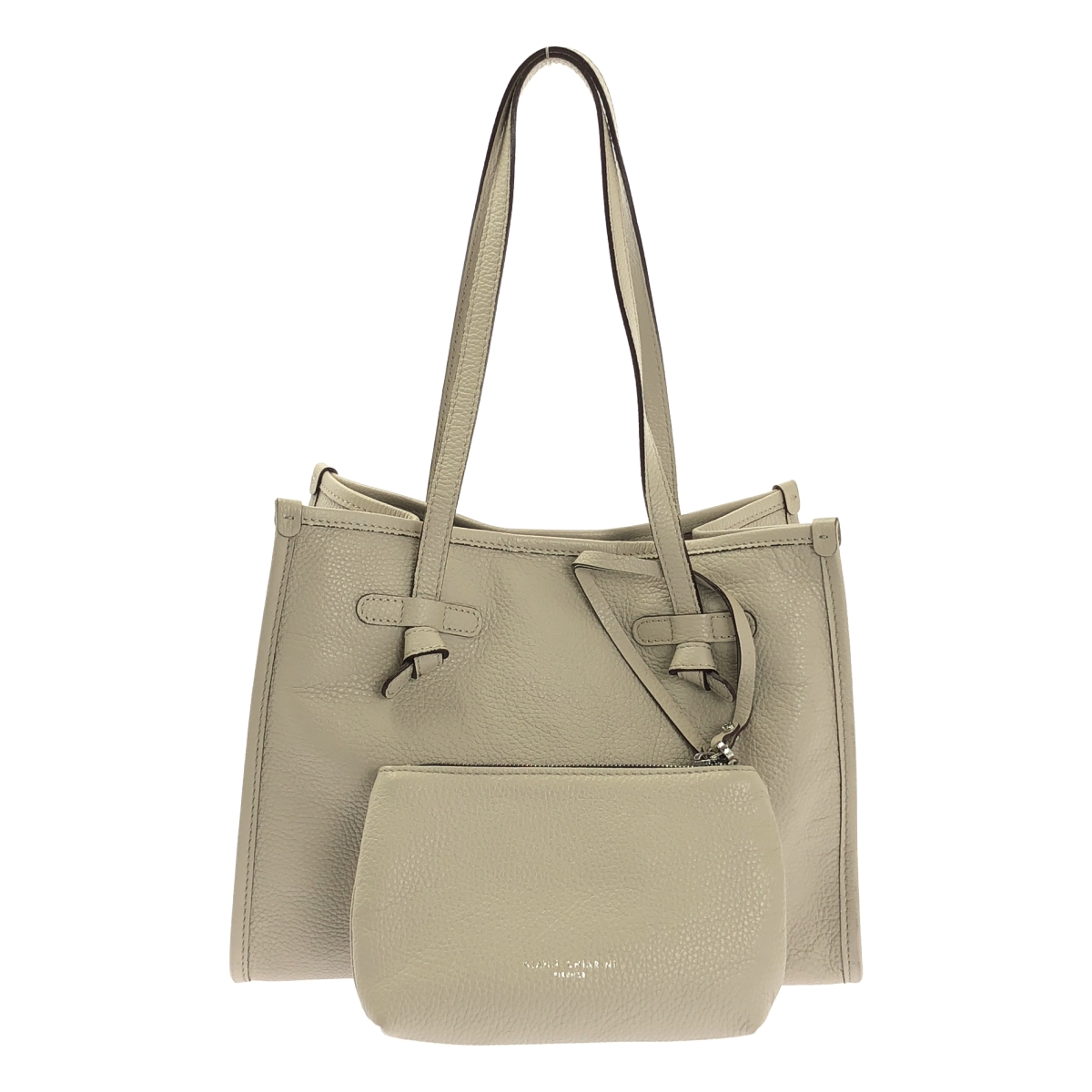 GIANNI CHIARINI / ジャンニキャリーニ レザー ロゴ ハンド トートバッグ / ポーチ付き