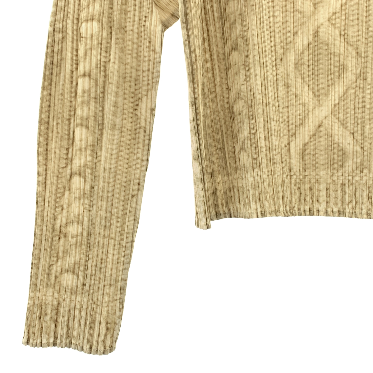 PLEATS PLEASE ISSEY MIYAKE / プリーツプリーズイッセイミヤケ プリーツ ケーブル編み 転写 プリント ボトルネック トップス