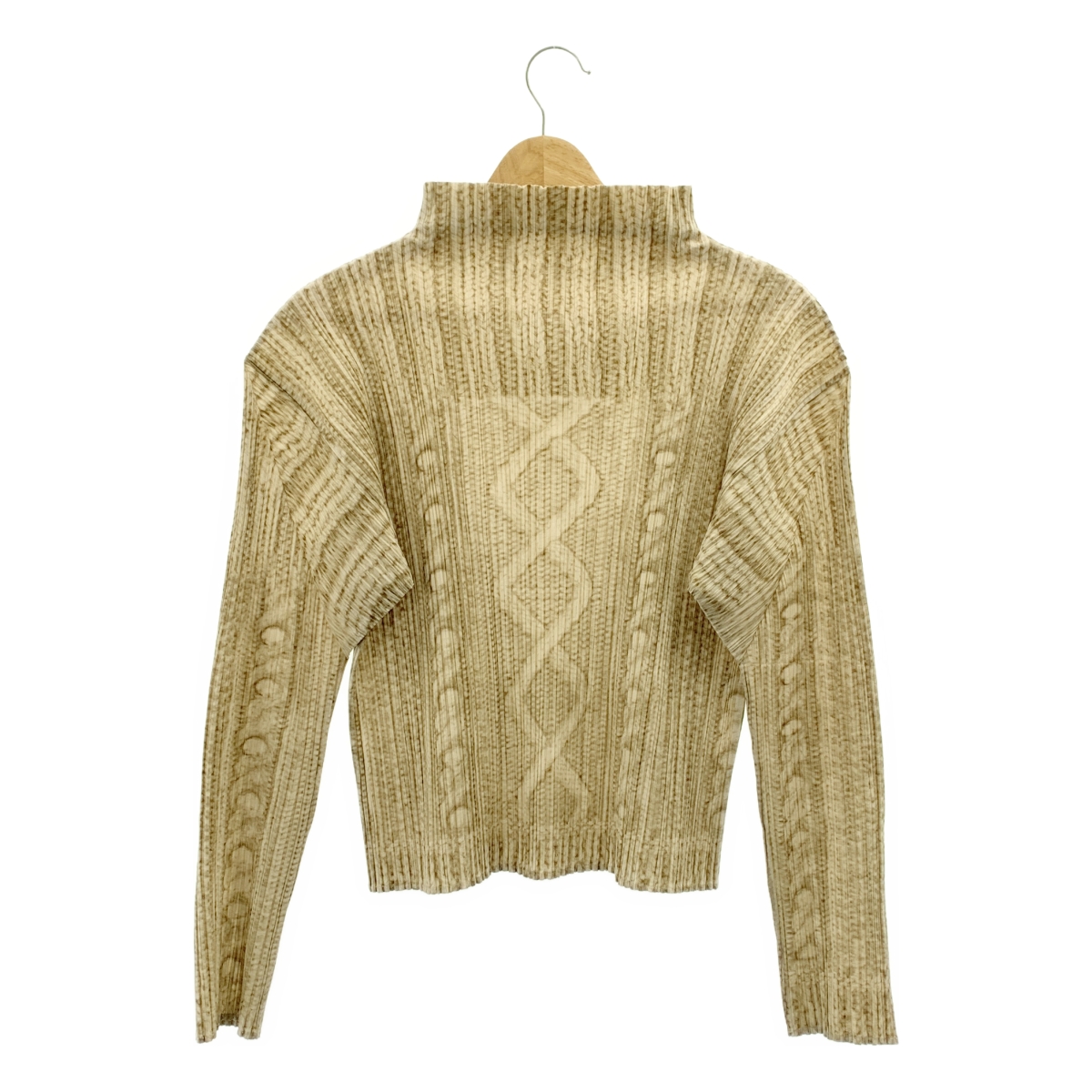 PLEATS PLEASE ISSEY MIYAKE / プリーツプリーズイッセイミヤケ プリーツ ケーブル編み 転写 プリント ボトルネック トップス