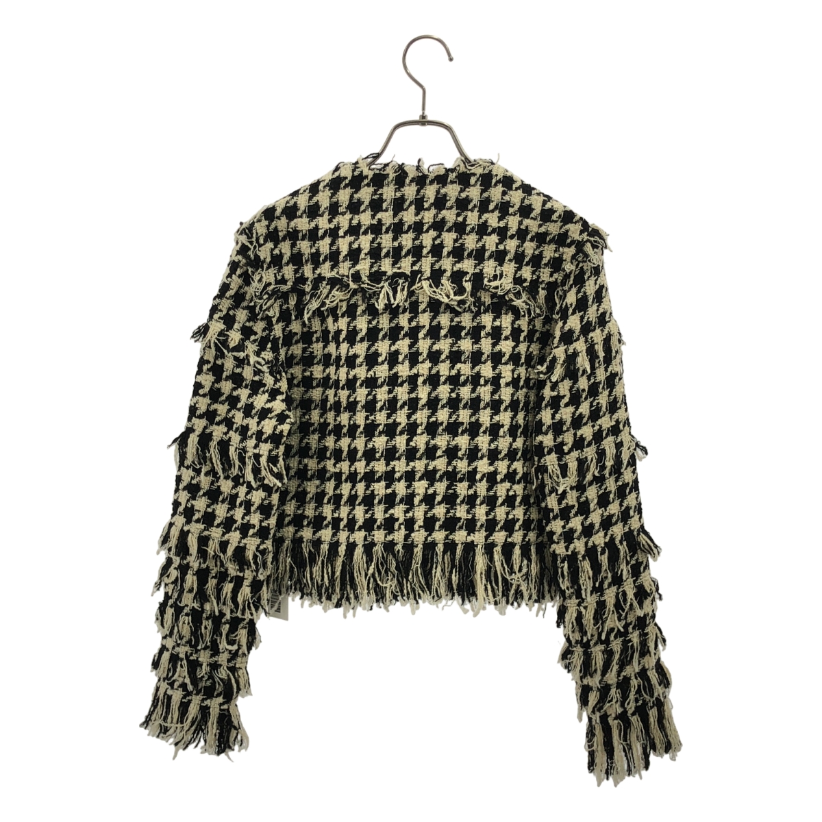 MSGM / エムエスジーエム ツイード 千鳥格子 フリンジ ノーカラージャケット
