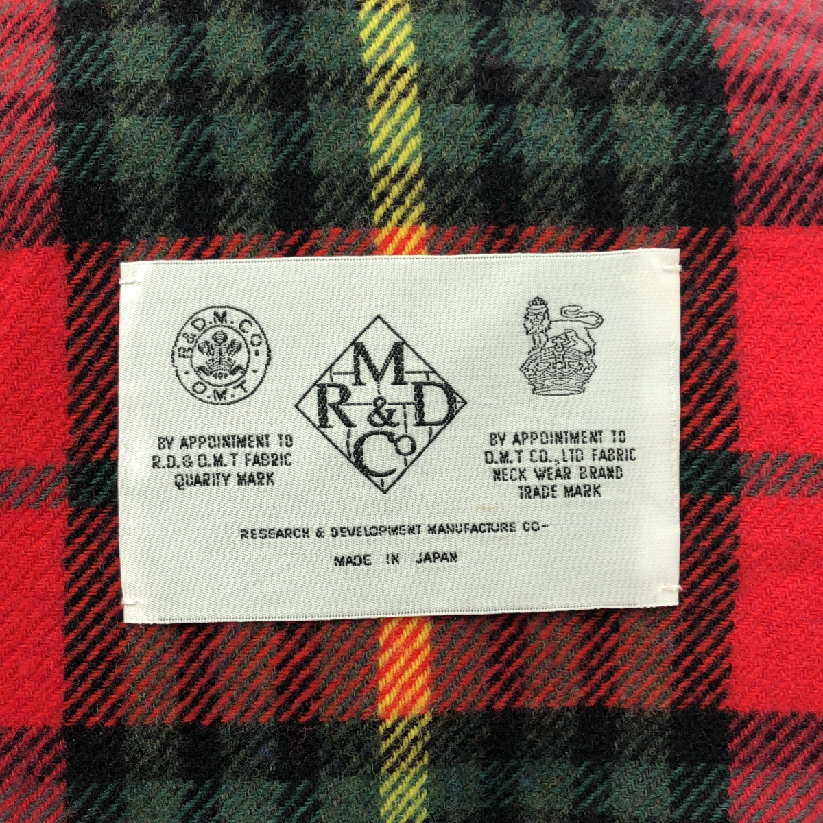 R&D.M.Co / オールドマンズテーラー 大判 ウール チェック フリンジ ストール マフラー