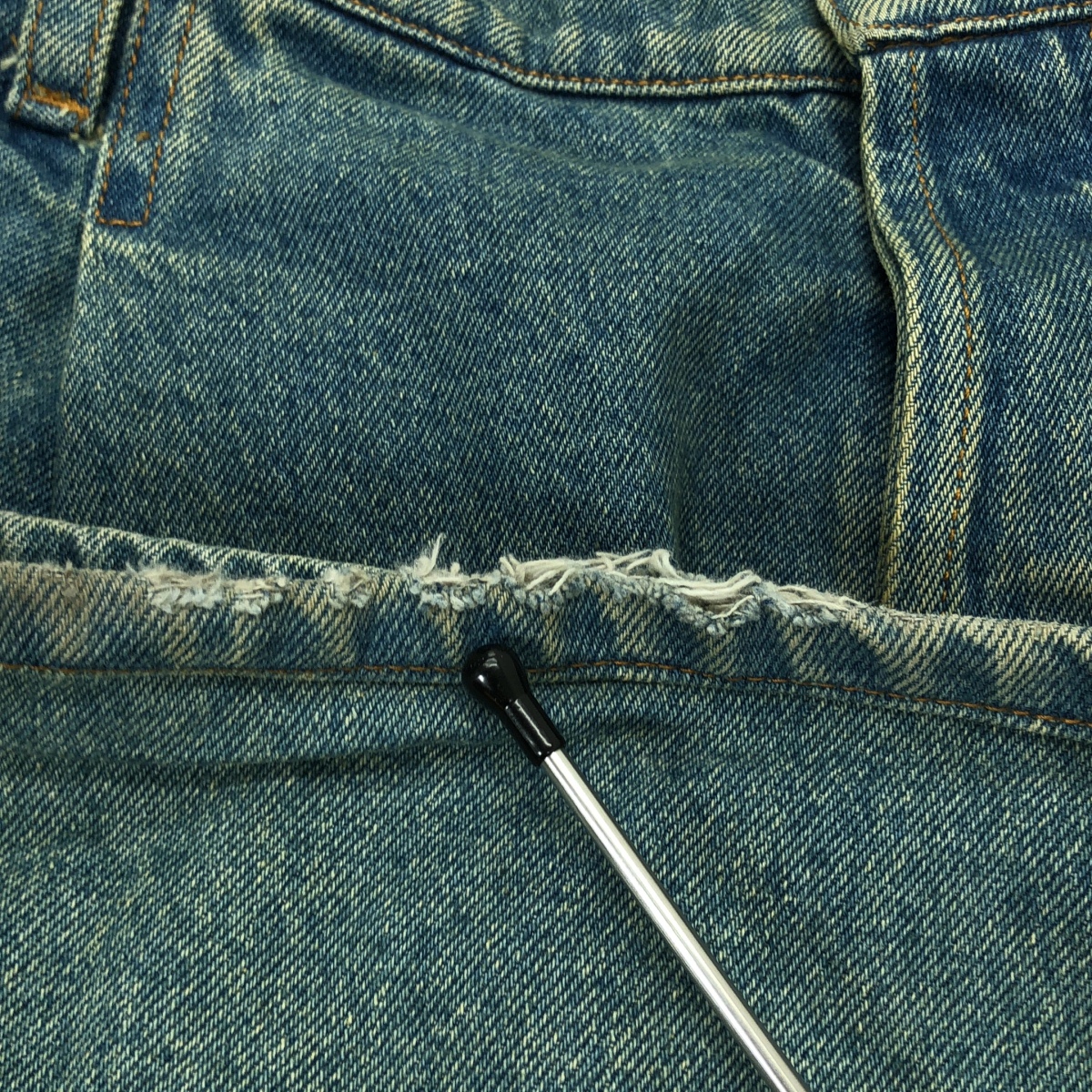 UMA WANG / ユマワン New Pants / レザーパッチ タック デニム ワイドパンツ