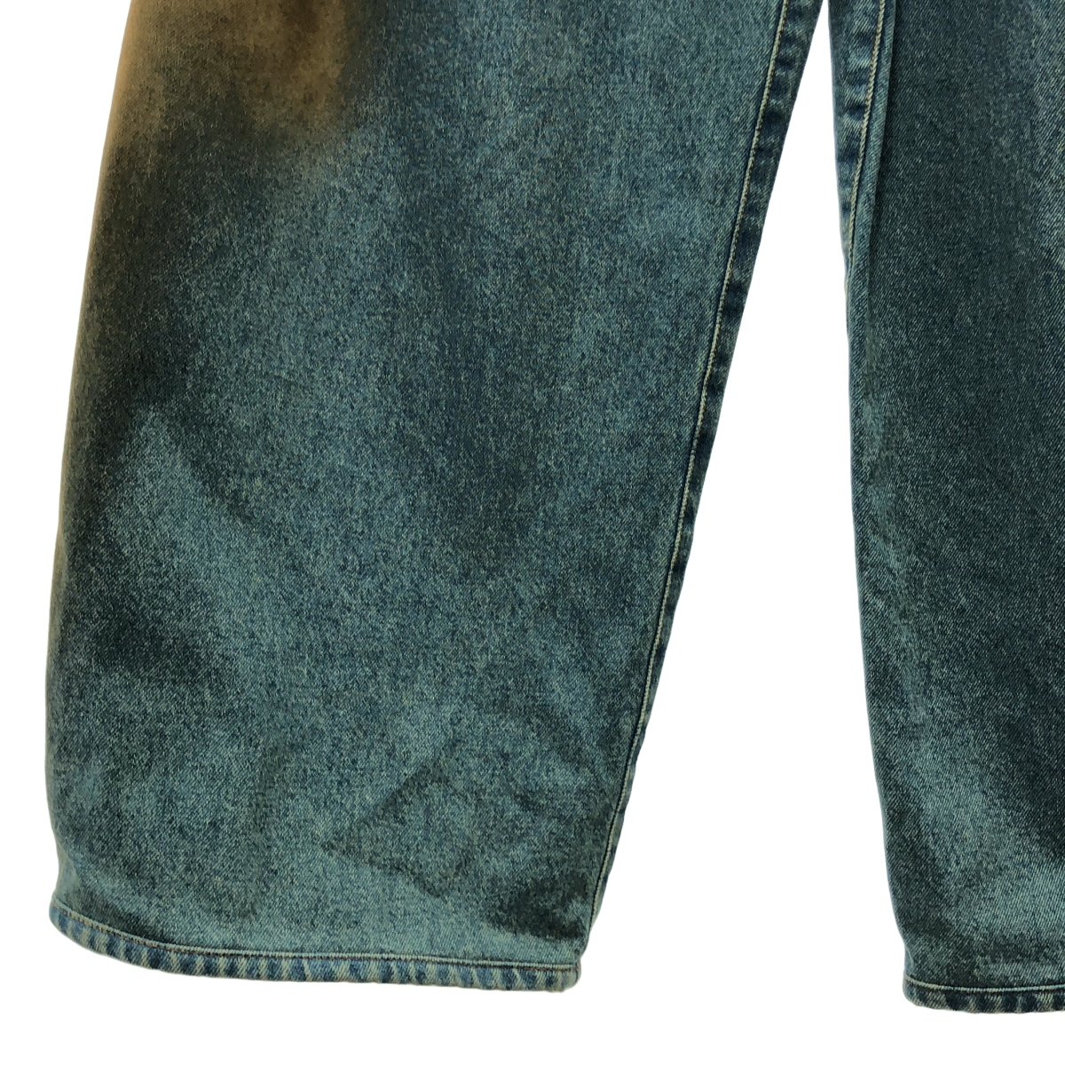 UMA WANG / ユマワン New Pants / レザーパッチ タック デニム ワイドパンツ