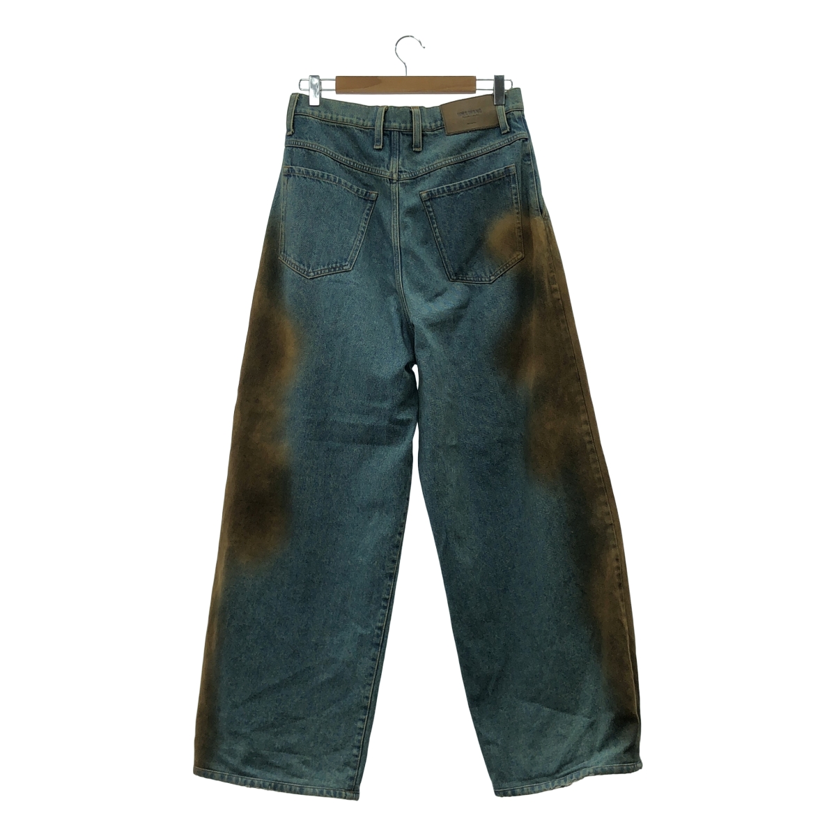 UMA WANG / ユマワン New Pants / レザーパッチ タック デニム ワイドパンツ