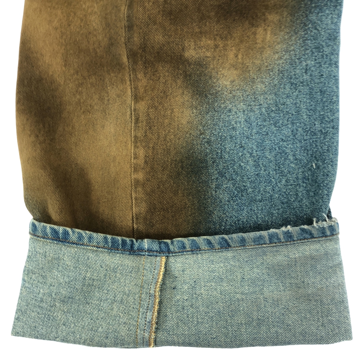 UMA WANG / ユマワン New Pants / レザーパッチ タック デニム ワイドパンツ