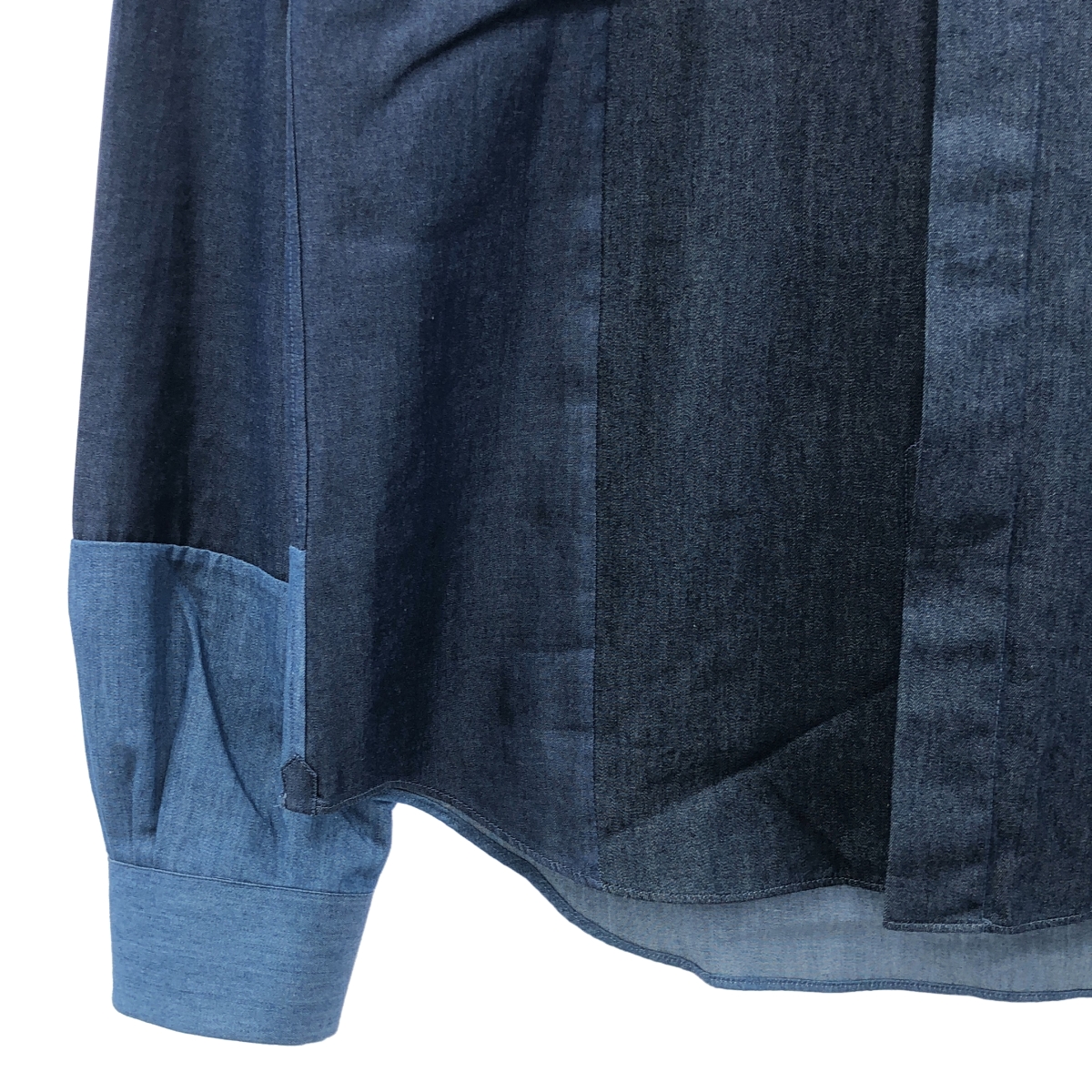 VALENTINO / ヴァレンティノ ショートカラー インディゴ コットン パネル シャツ