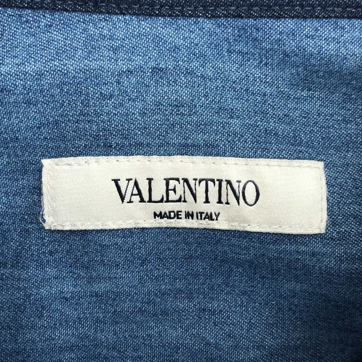 VALENTINO / ヴァレンティノ ショートカラー インディゴ コットン パネル シャツ