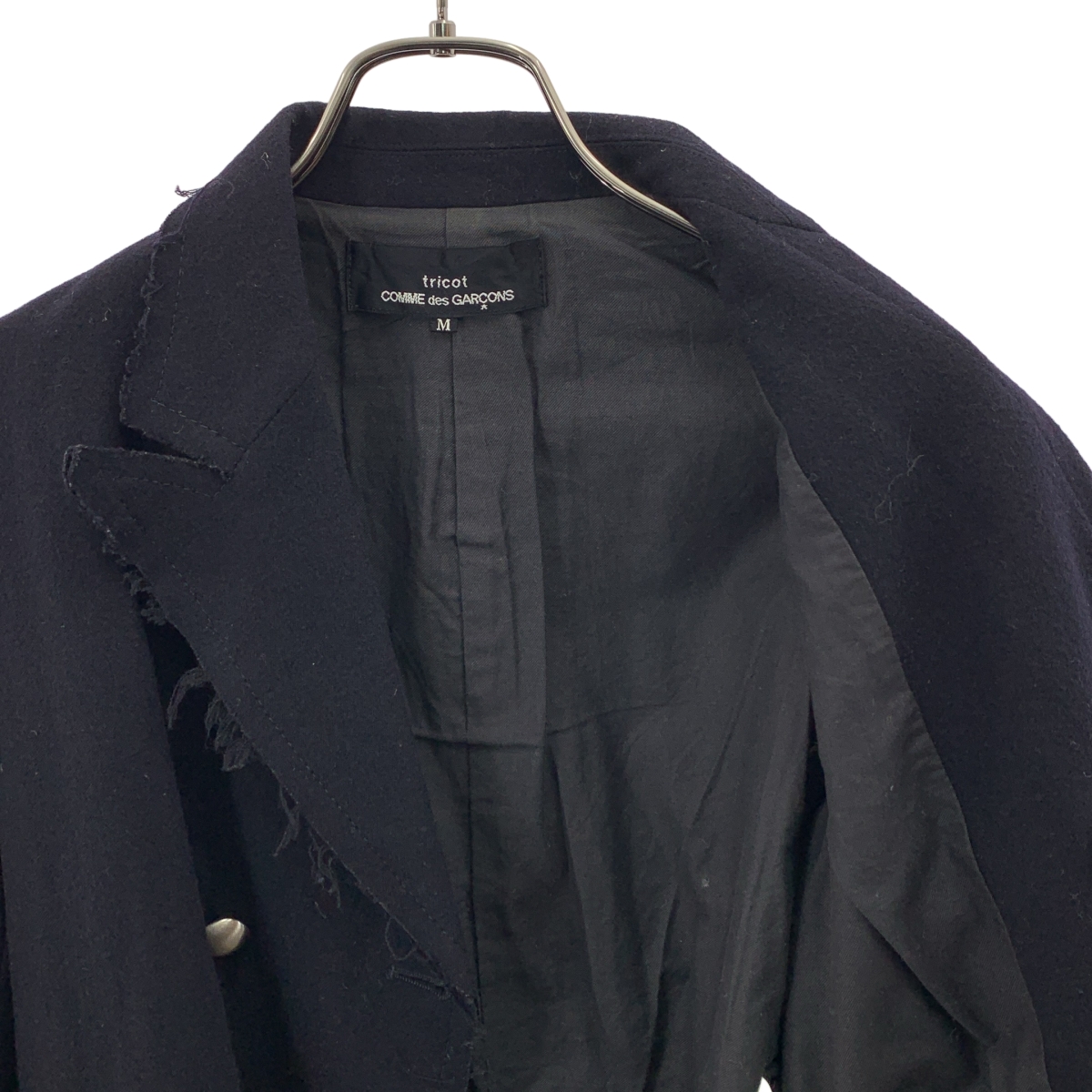 tricot COMME des GARCONS / トリココムデギャルソン ピークドラペル ダブルブレスト カットオフ テーラードジャケット