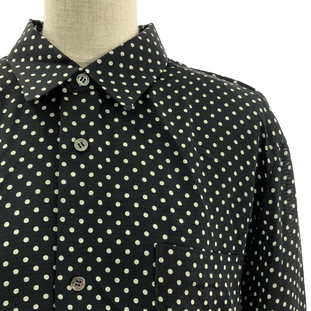 JUNYA WATANABE COMME des GARCONS / ジュンヤワタナベ ポリエステル ドット 総柄 レイヤード スリット シャツ ワンピース