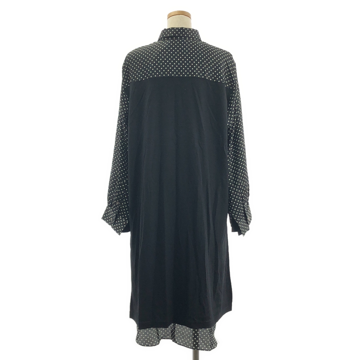 JUNYA WATANABE COMME des GARCONS / ジュンヤワタナベ ポリエステル ドット 総柄 レイヤード スリット シャツ ワンピース