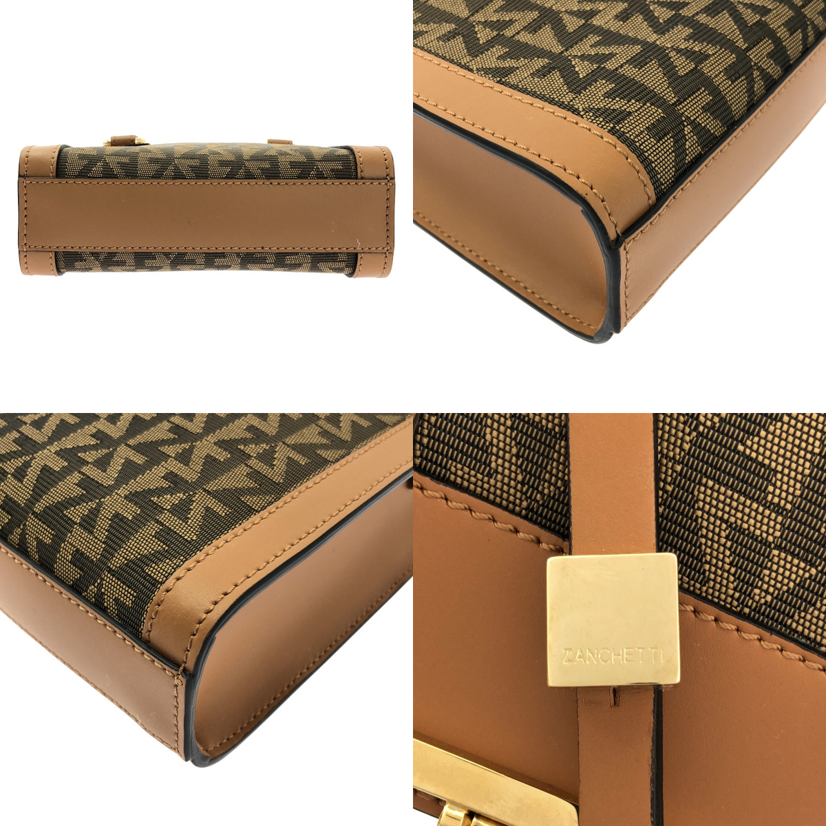 ZANCHETTI / ザンケッティ ZETA CROSSBODY HANDLE JAQUARD / 牛革 カウレザー 総柄 ジャガード ショルダーバッグ