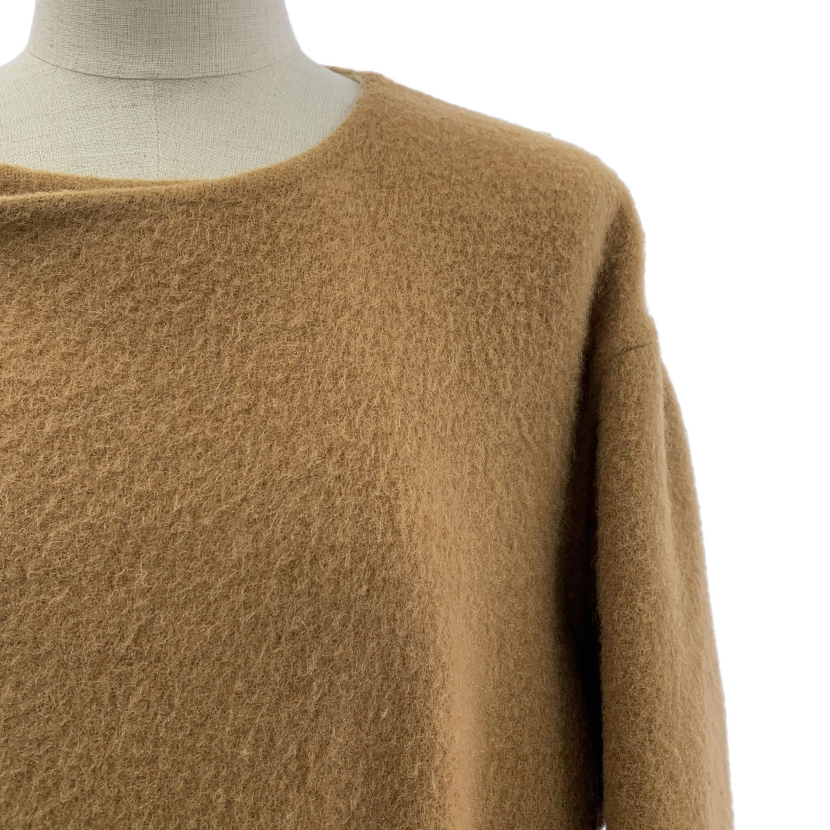 Drawer / ドゥロワー ダブルフェイスウールモヘヤ ベルテッド ノーカラー コート