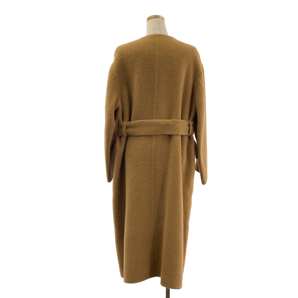 Drawer / ドゥロワー ダブルフェイスウールモヘヤ ベルテッド ノーカラー コート