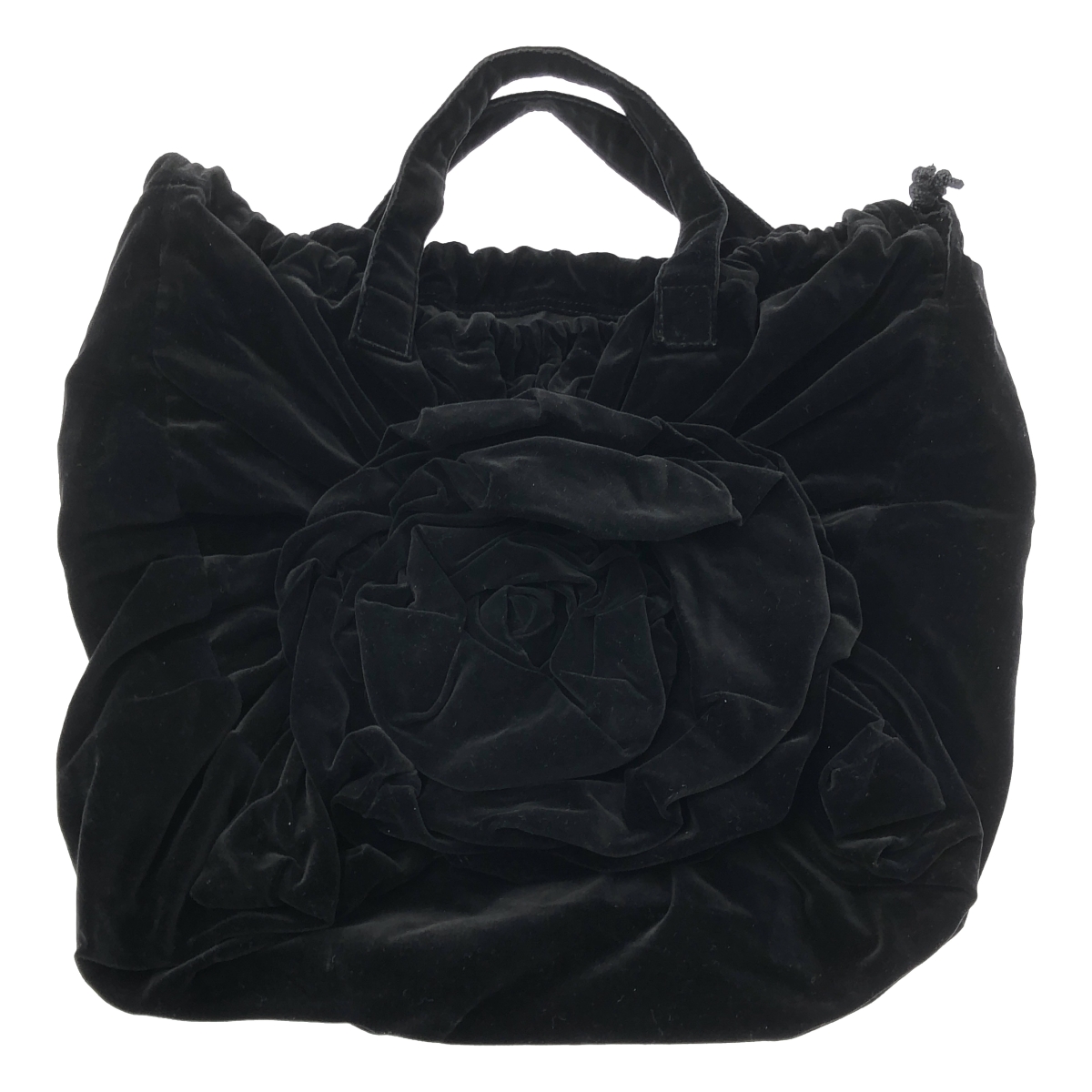 COMME des GARCONS / コムデギャルソン ベロア フラワー 装飾 ドローストリング 巾着 ハンド トートバッグ