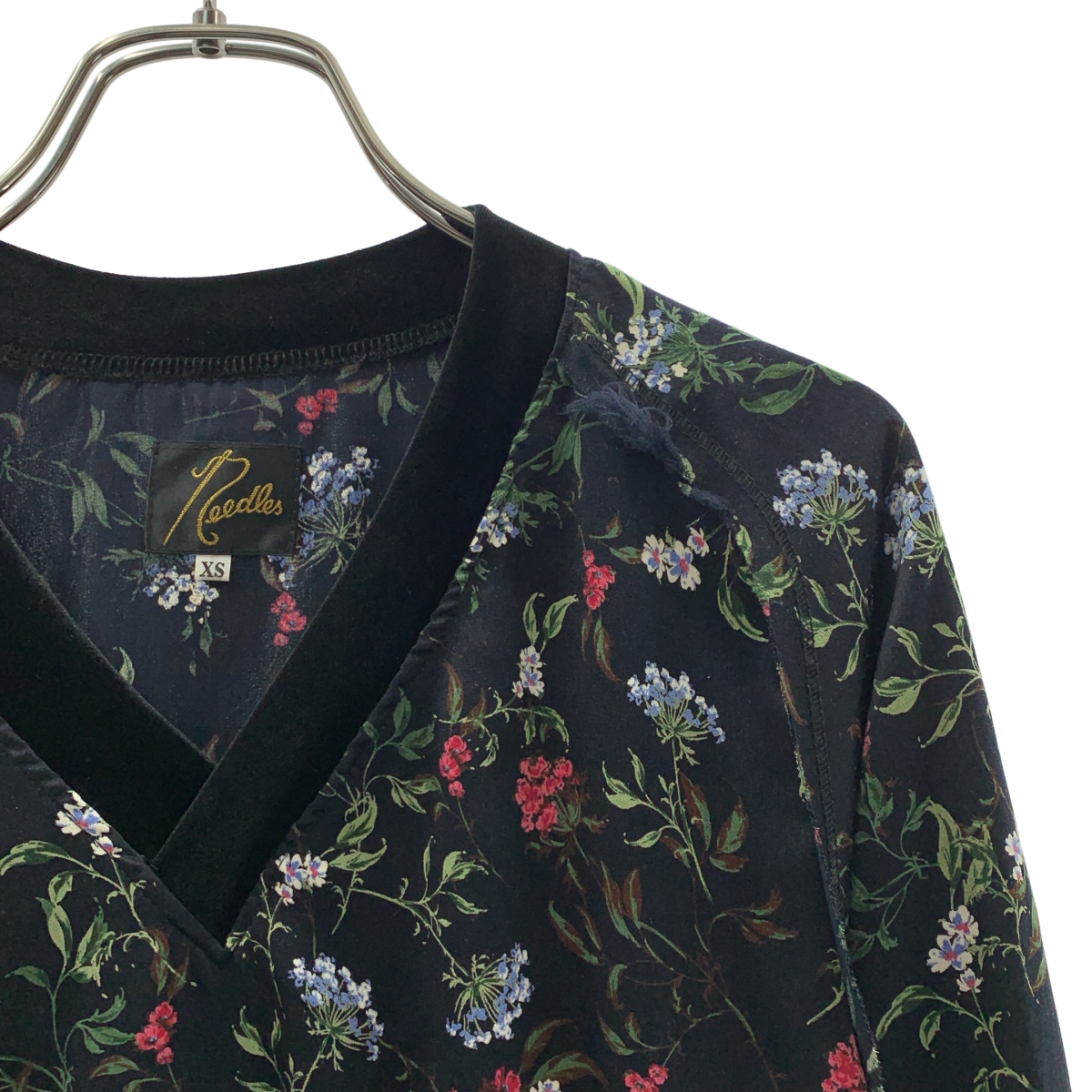 Needles / ニードルス L/S V Neck Tee-Poly Twill Sateen サテン ベロア フローラル カットソー